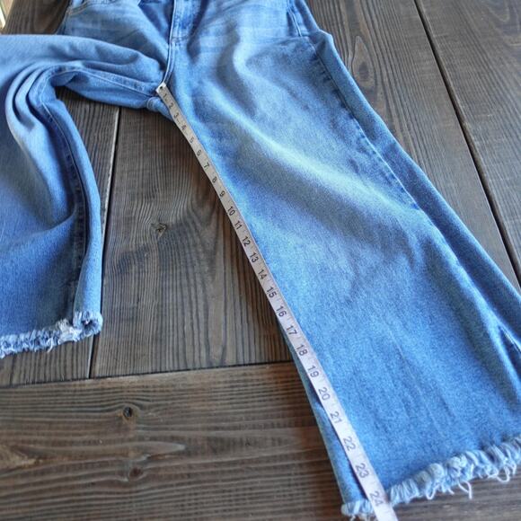 Guess Jeans Womens 28 Blue Wide Leg High Rise Raw Hem Crop Denim Frayed Stretch - Picture 7 of 10